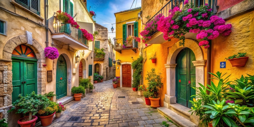 Fototapeta premium Explore the Enchanting Narrow Streets of Gallipoli, Italy - A Hidden Gem of Coastal Beauty, Vibrant Colors, Historical Architecture, and Quaint Charm in Puglia