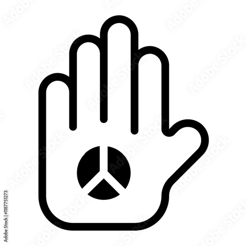 Hand with Peace Line Icon