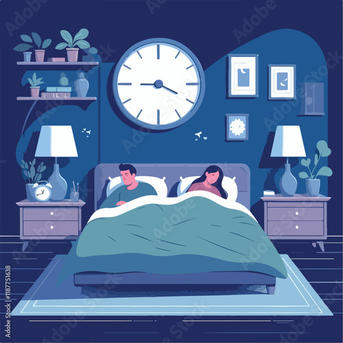 vector image of people sleeping at night