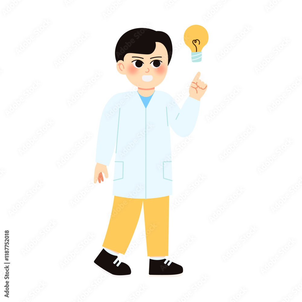 Physic Student 1 Scientist with Light Bulb Idea Physic Student 1 Scientist with Light Bulb Idea
