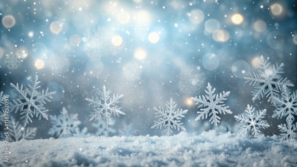 Frosty morning scene with snowflakes gently falling on a grey winter background, capturing the serene and peaceful atmosphere of the season , wintery, serene Frosty morning scene with snowflakes gently falling on a grey winter background, capturing the serene and peaceful atmosphere of the season , wintery, serene
