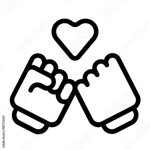 Heart and Fist Together Line Icon