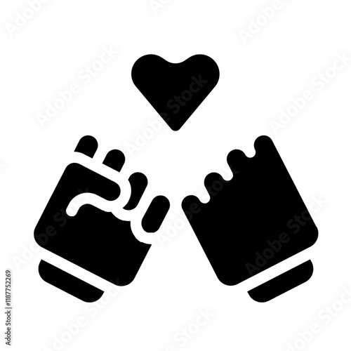 Heart and Fist Together Solid Icon