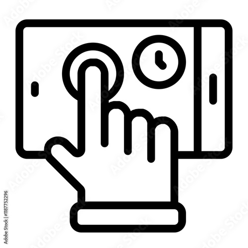 Hold and Press Gesture Line Icon