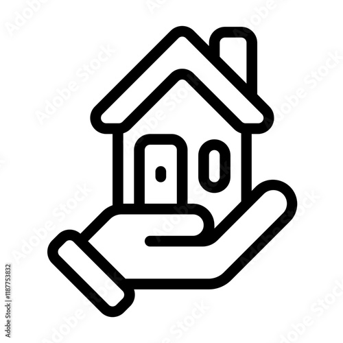 Inspector Holding House Line Icon