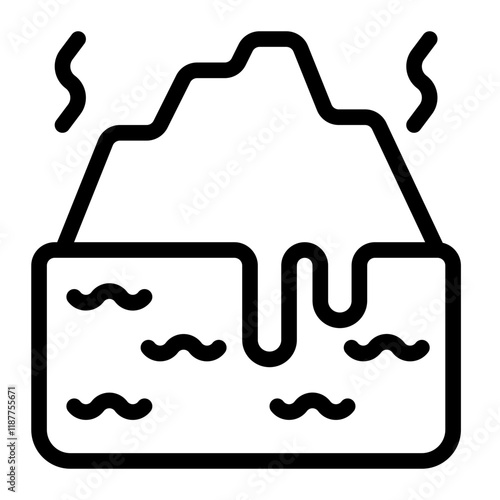 Melting Iceberg Line Icon