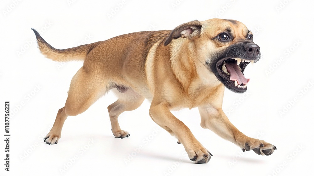Playful Dog with Teeth Showing in Isolated White Background Playful Dog with Teeth Showing in Isolated White Background