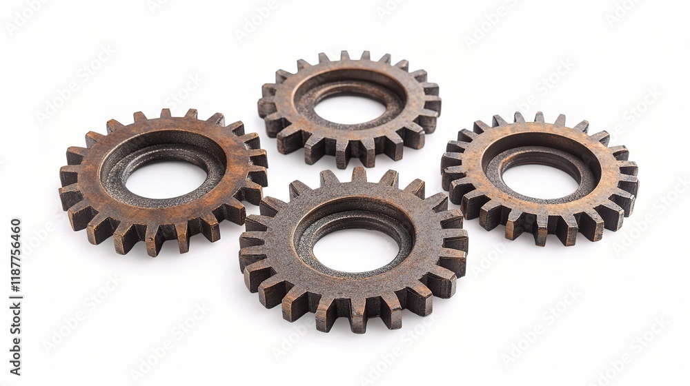 Isolated Steel Cog Gears on White Background for Industrial Use Isolated Steel Cog Gears on White Background for Industrial Use