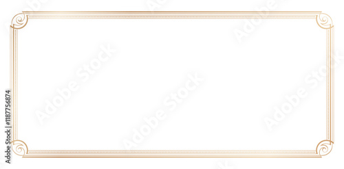 Golden border frame deco art simple line corner ornate isolated white backgrounds for Empty page decoration, picture frame, invitations and greeting cards templates, decorative frames, heading banners