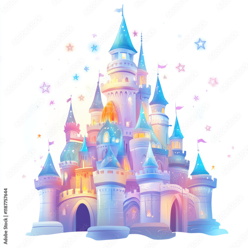 Whimsical Colorful Castle with Stars Whimsical Colorful Castle with Stars