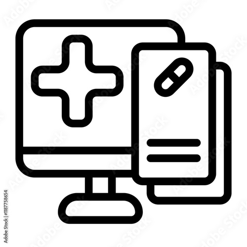 Online Prescription Line Icon
