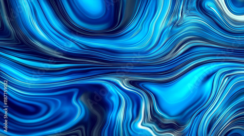 Blue liquid marble texture background creating wavy pattern