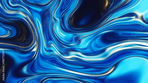 Abstract blue and black marble texture background swirling colors creating a ...