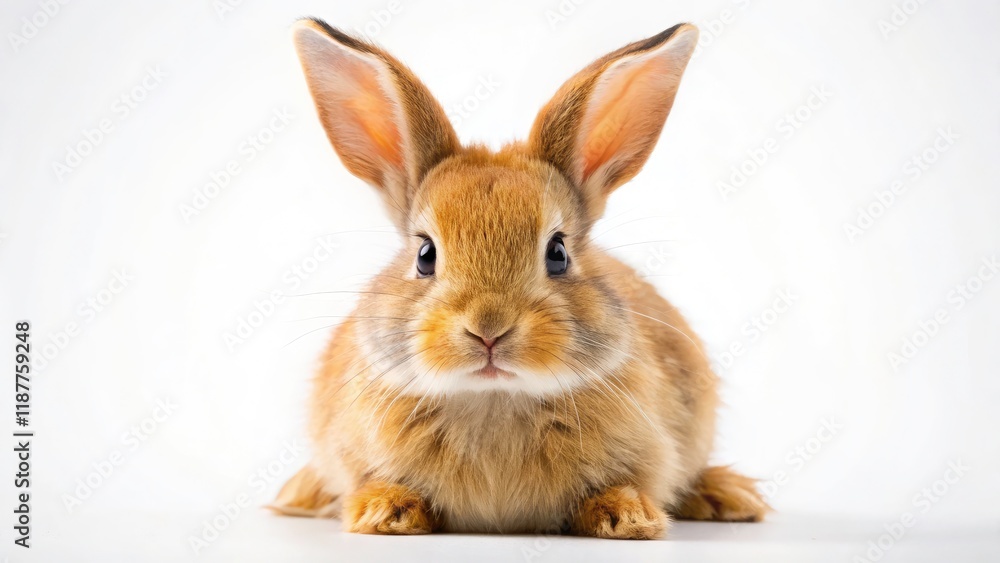 Obraz premium Pure white Easter bunny, beautifully isolated on white background; ideal spring stock photo.
