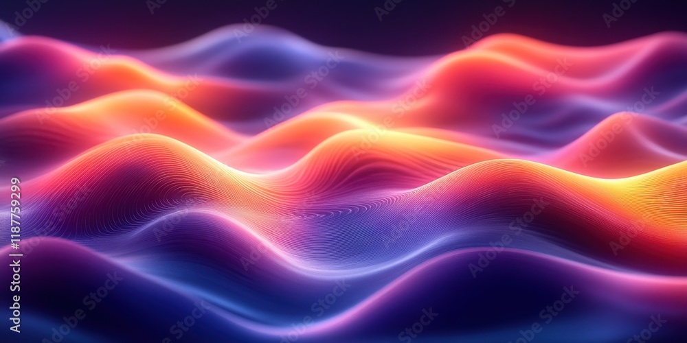 Fototapeta premium Abstract Vibrant Waves of Light and Color Digital Art Landscape