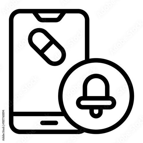 Pill Reminder App Line Icon