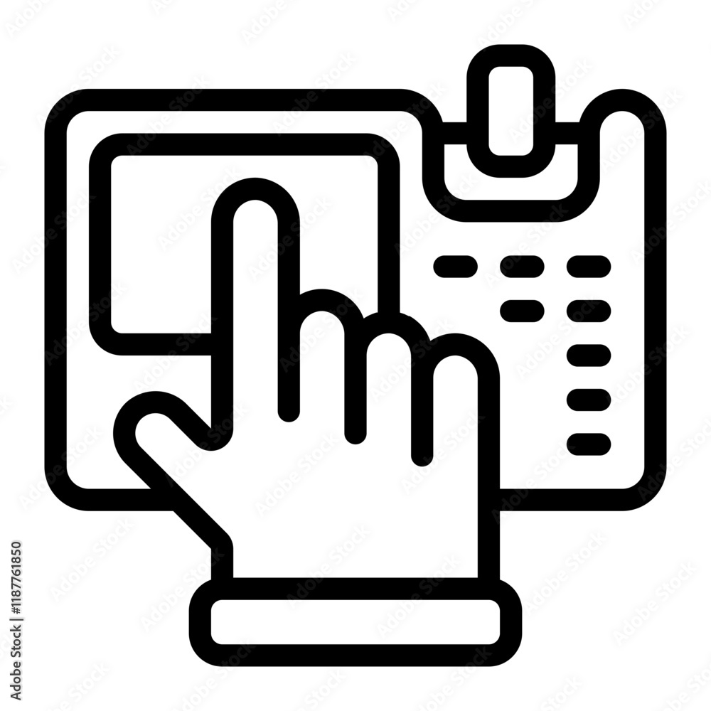 POS Terminal with Touch Line Icon POS Terminal with Touch Line Icon
