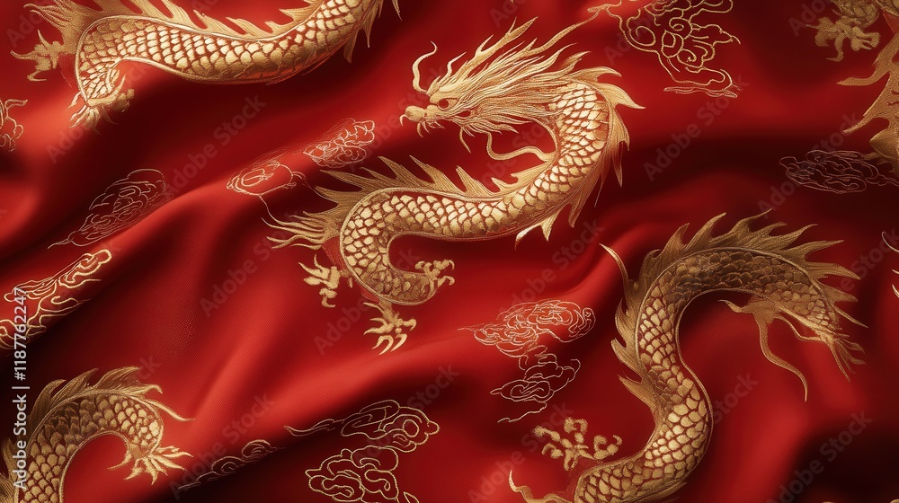 Chinese New Year style pants with minimalist golden accents and dragon-inspired designs on a rich red background Chinese New Year style pants with minimalist golden accents and dragon-inspired designs on a rich red background