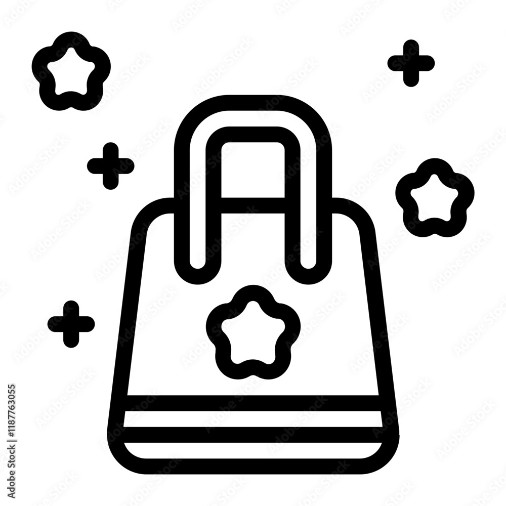 Shopping Bag with Rewards Line Icon Shopping Bag with Rewards Line Icon