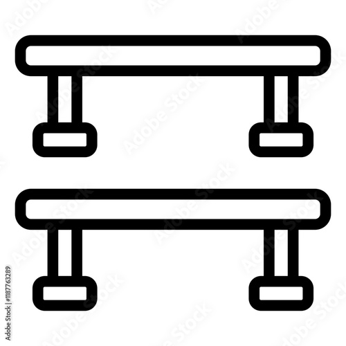 Flatrail obstacle outline icon symbolizing skateboarding tricks and park features
