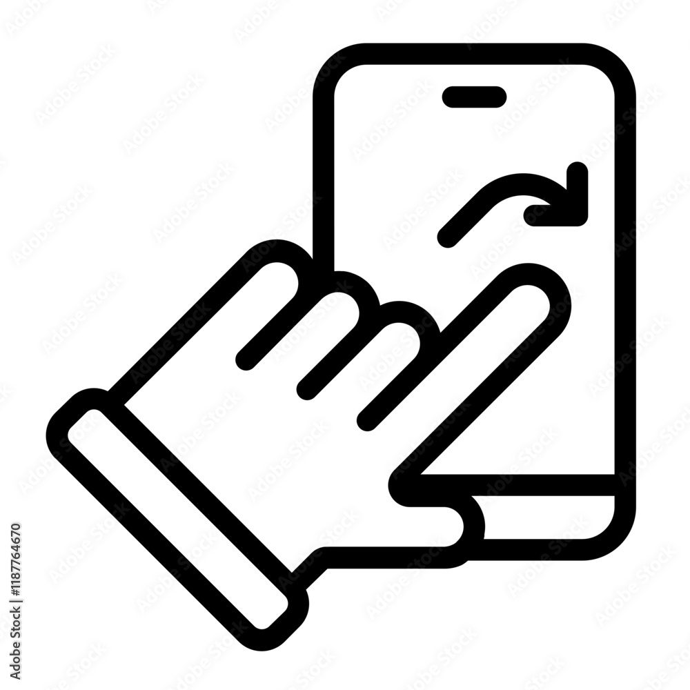 Swipe Right Gesture Line Icon Swipe Right Gesture Line Icon