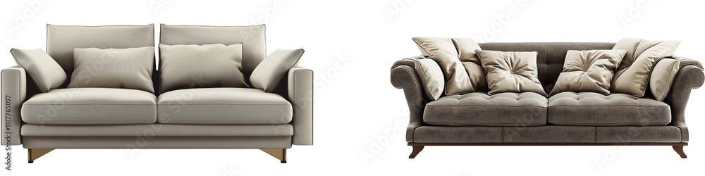 Obraz premium Two couches with pillows on them