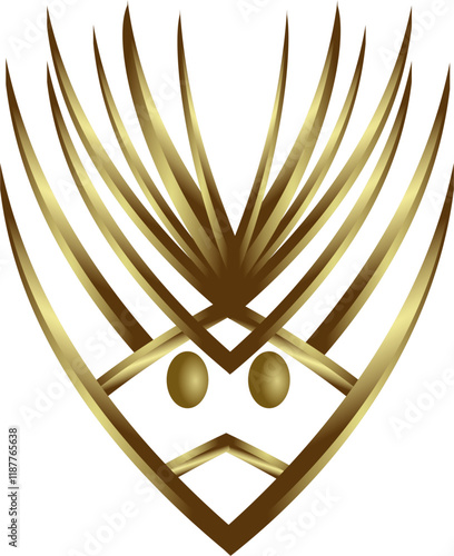 curved line design material with golden brown gradient colors as inspiration for ornaments or mask-shaped decorations for fine arts and applied arts