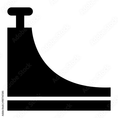 Skate ramp glyph icon representing skateboarding tricks and obstacles