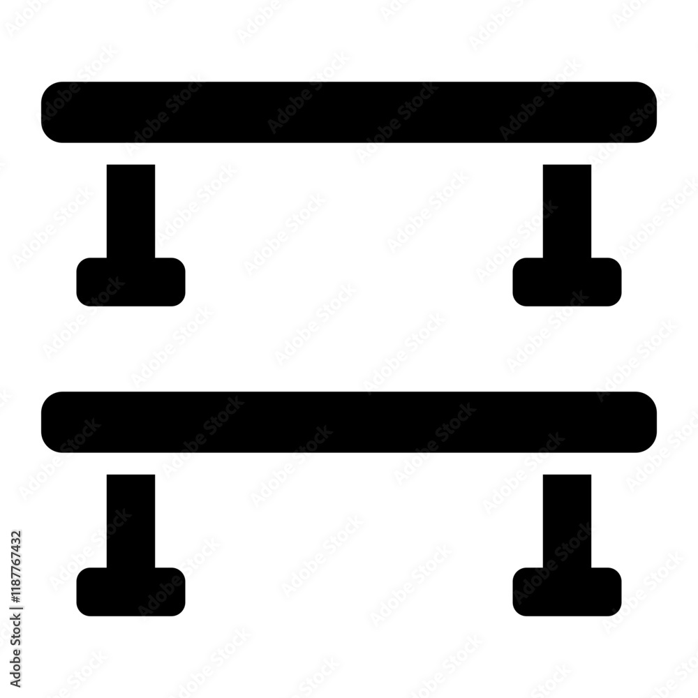 Flatrail obstacle glyph icon symbolizing skateboarding tricks and park features Flatrail obstacle glyph icon symbolizing skateboarding tricks and park features