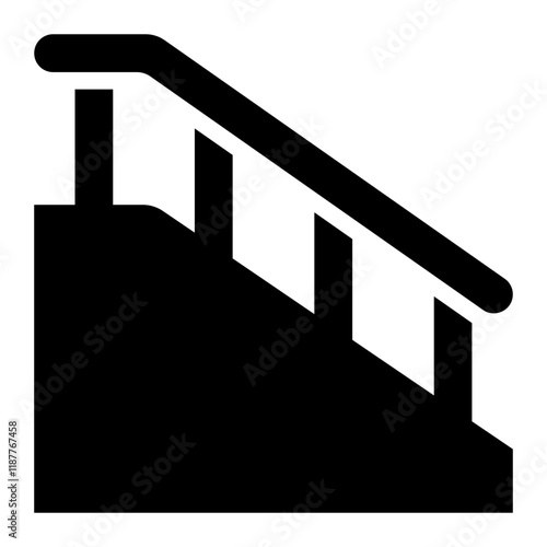 Handrail obstacle glyph icon representing skateboarding challenges in skate parks