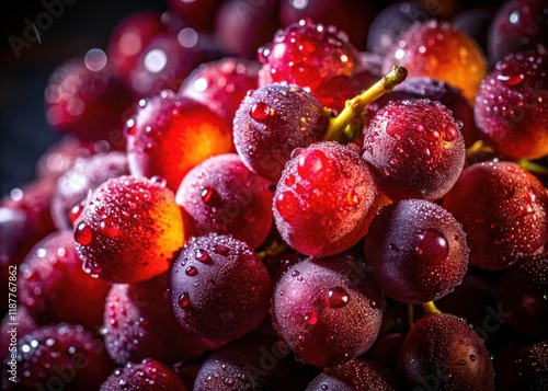 Wallpaper Mural Night Photography: Glistening Red Grapes - Close Up Macro Shot Torontodigital.ca
