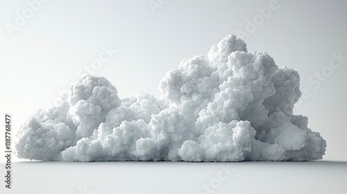 3D render of a fluffy white cumulus cloud isolated on a white background. photo