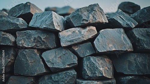 Wallpaper Mural Close-Up View of Interlocked Stone Blocks Creating a Natural Stacked Formation in Soft Light Torontodigital.ca