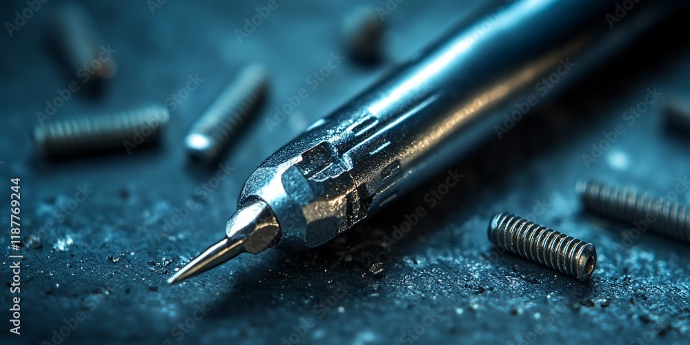 Naklejka premium Precision tool, springs, workshop, close-up. Industrial background