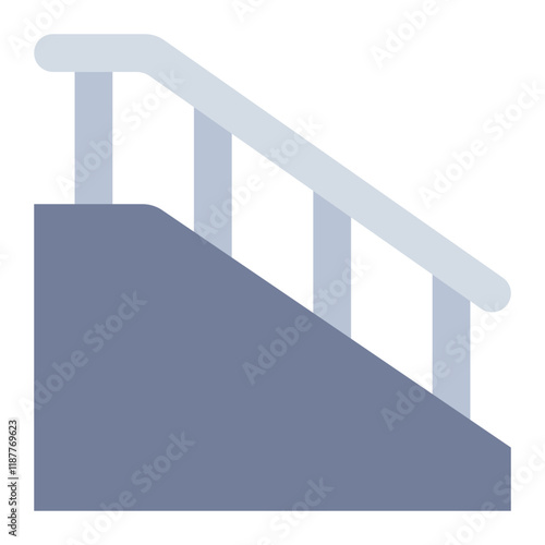 Handrail obstacle flat icon representing skateboarding challenges in skate parks