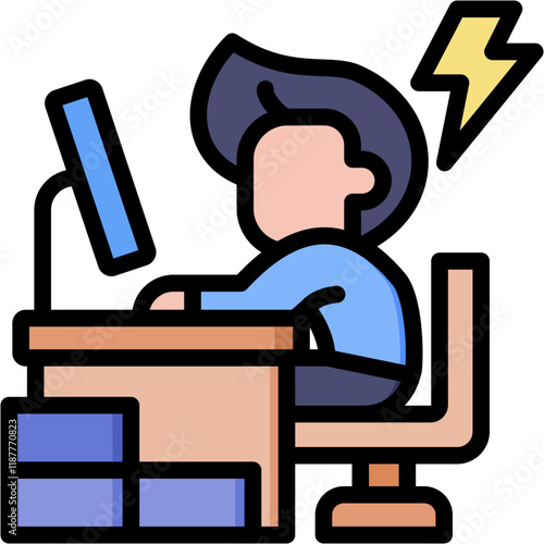 Hard Work lineal color icon