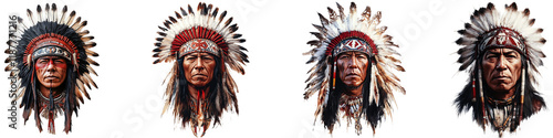 Four men wearing red and white headdresses