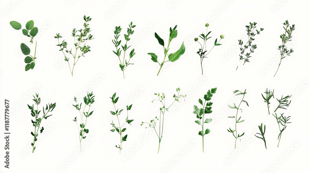 Collection of Small Herbs Isolated on White Background for Design Collection of Small Herbs Isolated on White Background for Design