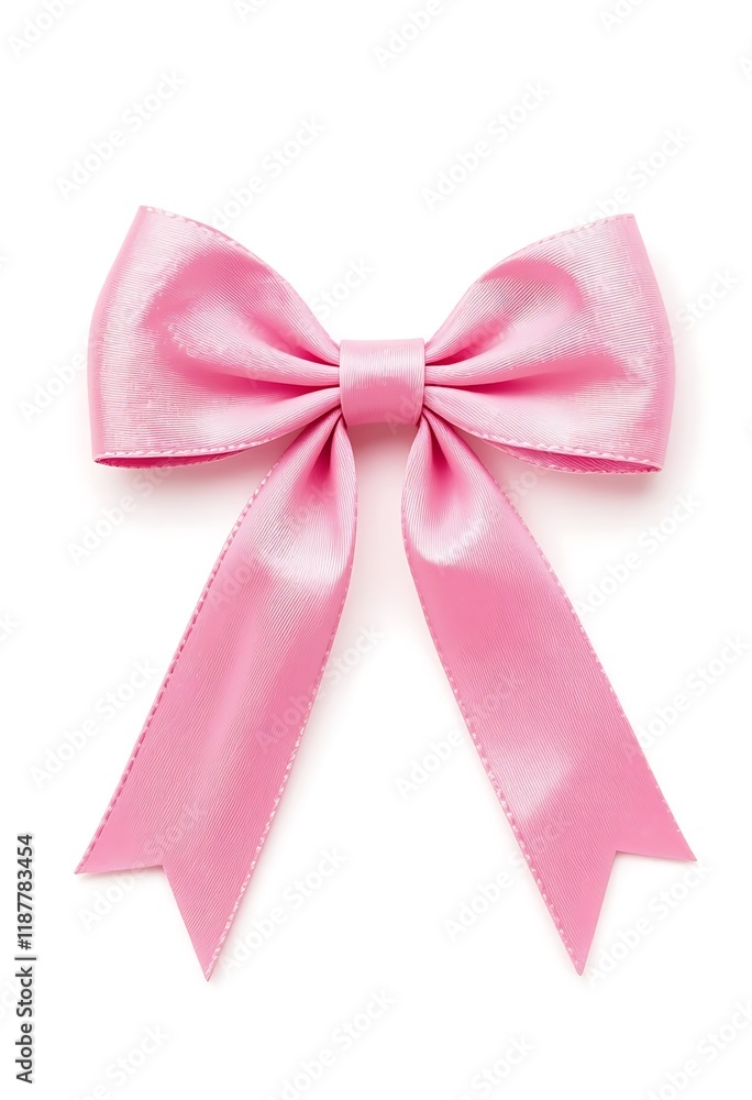 Fototapeta premium A Pink Satin Ribbon Bow Isolated On White