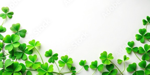 Simple green shamrock border frames a white background, perfect for St. Patrick's Day messaging.