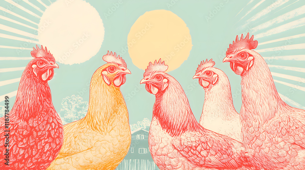 Fototapeta premium Creative Chicken Concepts, From Vibrant Farm Scenes and Food Styling