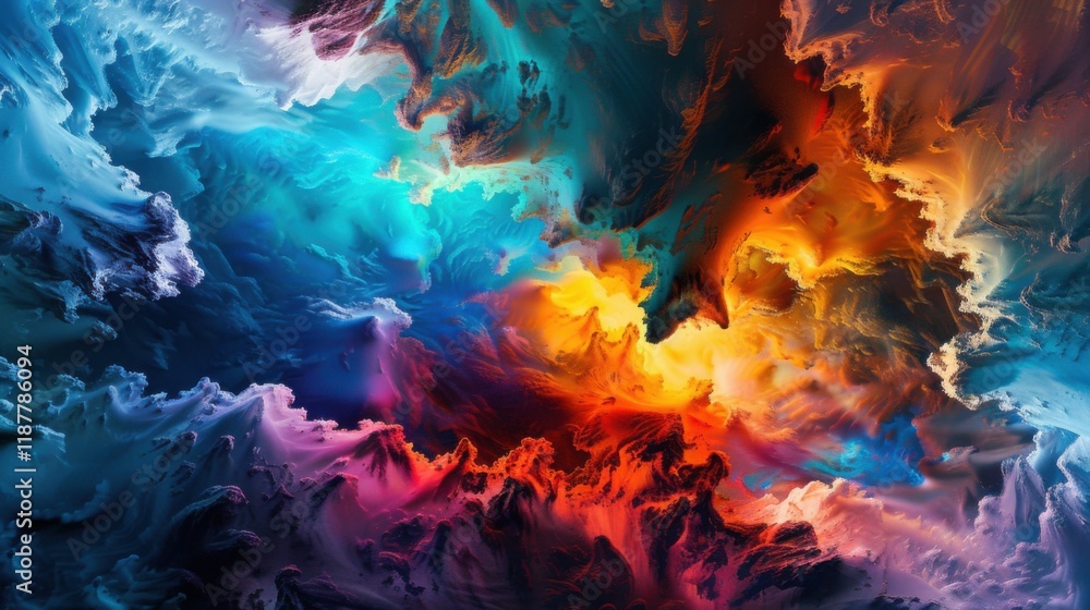 a cosmic voyage through the depths of space and time, white space in the center of the page for text, vibrant and surreal hues against a dark background a cosmic voyage through the depths of space and time, white space in the center of the page for text, vibrant and surreal hues against a dark background
