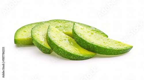 Wallpaper Mural Isolated Avocado Slices on White Background Displaying Freshness Torontodigital.ca