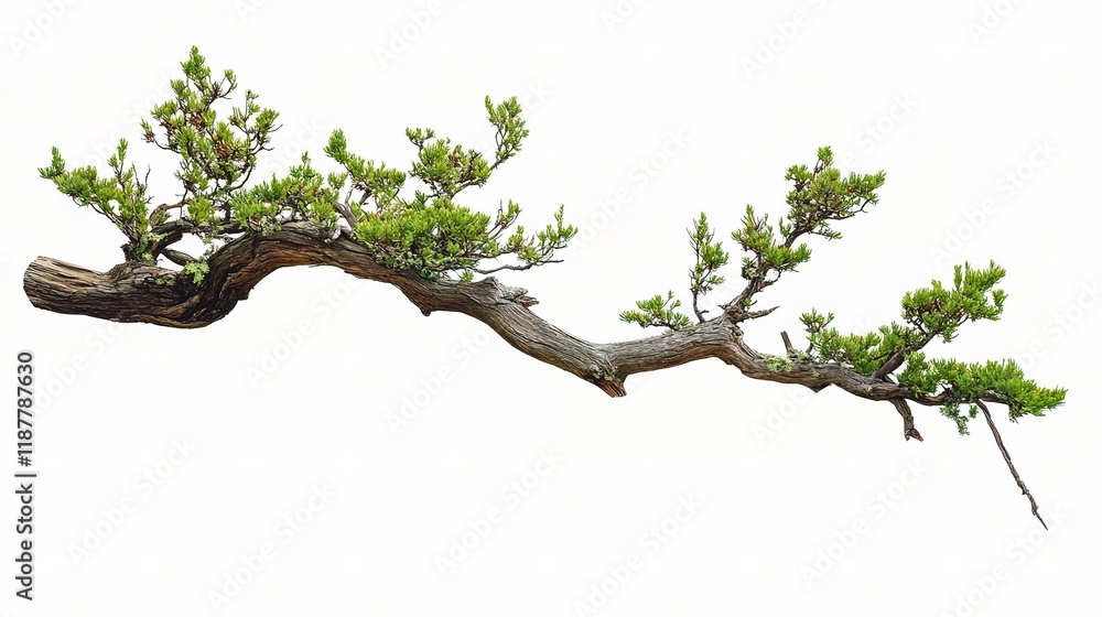 Fototapeta premium Isolated Green Tree Branch on White Background for Creative Projects