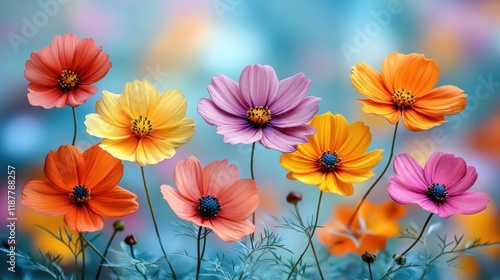 Wallpaper Mural Vibrant cosmos flowers in a garden. Torontodigital.ca