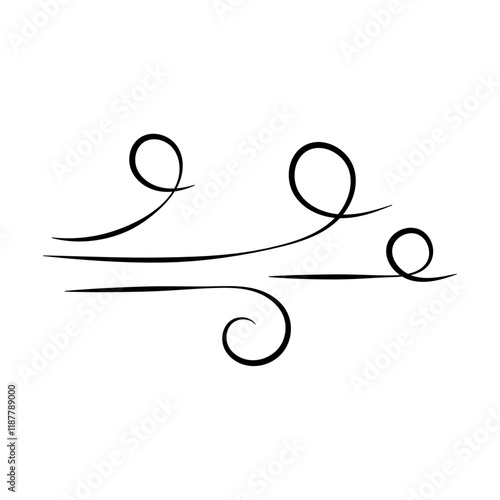Doodle wind line sketch. Hand drawn doodle wind motion, air blow, swirl elements. Sketch drawn air blow motion, freshness, smoke flow art. Wind and air flow icons gusts. vector illustration