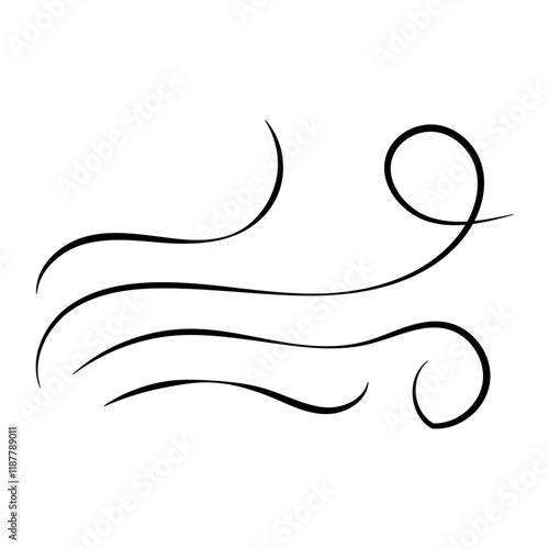 Doodle wind line sketch. Hand drawn doodle wind motion, air blow, swirl elements. Sketch drawn air blow motion, freshness, smoke flow art. Wind and air flow icons gusts. vector illustration