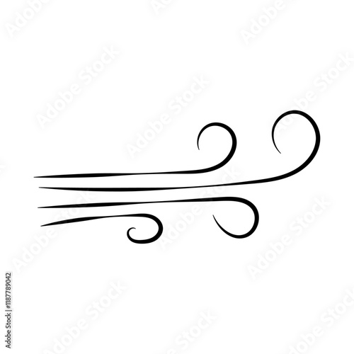 Doodle wind line sketch. Hand drawn doodle wind motion, air blow, swirl elements. Sketch drawn air blow motion, freshness, smoke flow art. Wind and air flow icons gusts. vector illustration