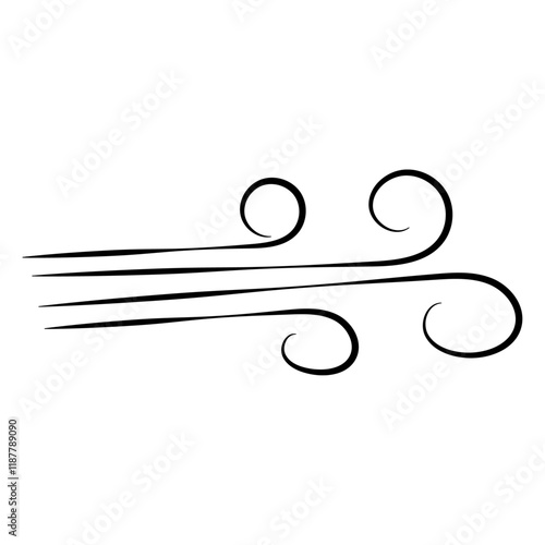 Doodle wind line sketch. Hand drawn doodle wind motion, air blow, swirl elements. Sketch drawn air blow motion, freshness, smoke flow art. Wind and air flow icons gusts. vector illustration
