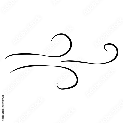 Doodle wind line sketch. Hand drawn doodle wind motion, air blow, swirl elements. Sketch drawn air blow motion, freshness, smoke flow art. Wind and air flow icons gusts. vector illustration
